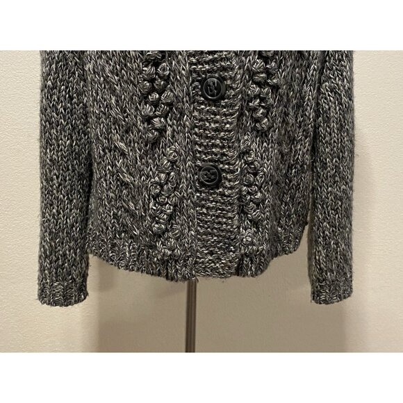 Express Womens Size Large Sweater Button Down Thick Short Gray - Picture 3 of 9